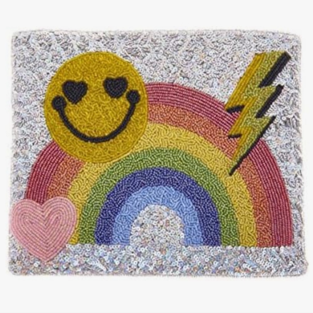 St. Xavier Emoji Icons‎ Rainbow Sequin Beaded Convertible Crossbody Clutch Bag